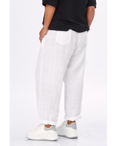 Pantaloni Boyfriend Lino Buzunare WHT
