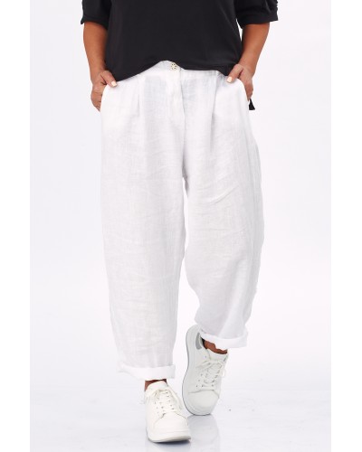 Pantaloni Boyfriend Lino Buzunare WHT