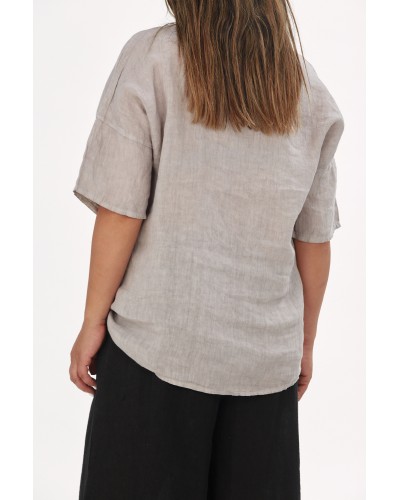 Maglia Lino Basic Casual Beige