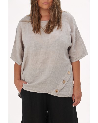 Maglia Lino Basic Casual Beige