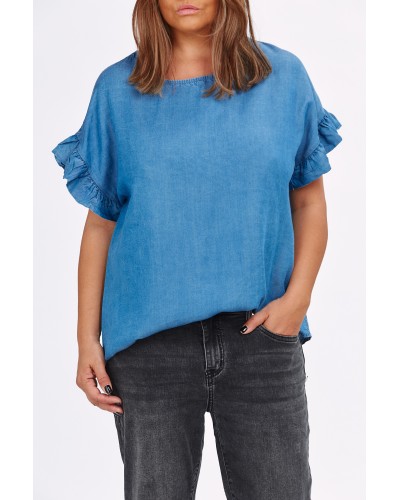 Maglia Denim Maneci Volane