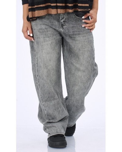 Jeans Balloon Talie Inalta Usor Elastici