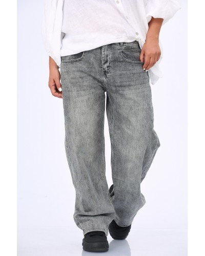 Jeans Balloon Talie Inalta Usor Elastici