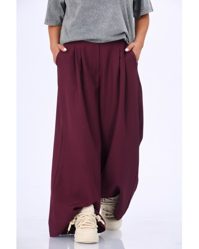 Pantaloni Retro Buzunare si Pense Burgundy