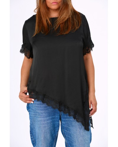 Maglia Viscose Asimetrica Lace BLK