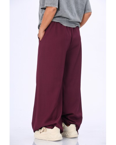 Pantaloni Retro Buzunare si Pense Burgundy
