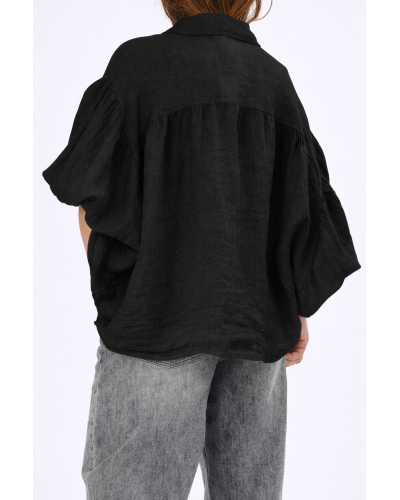 Camasa Lino Pense Maneca Ampla Blk