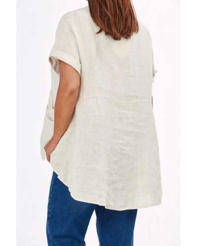 Maglia Lino Urban Buzunare Oversized