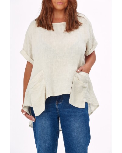 Maglia Lino Urban Buzunare Oversized