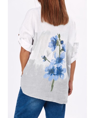 Camasa Lino Oversized Print FLWPR