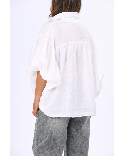 Camasa Lino Pense Maneca Ampla Wht