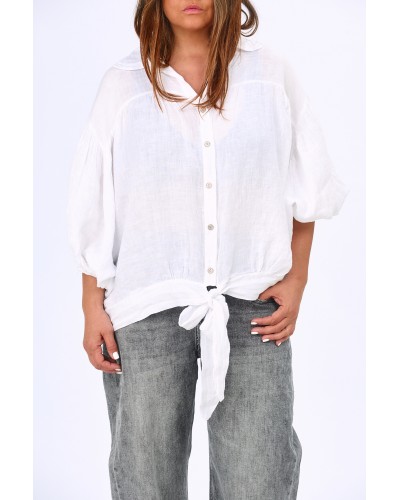 Camasa Lino Pense Maneca Ampla Wht