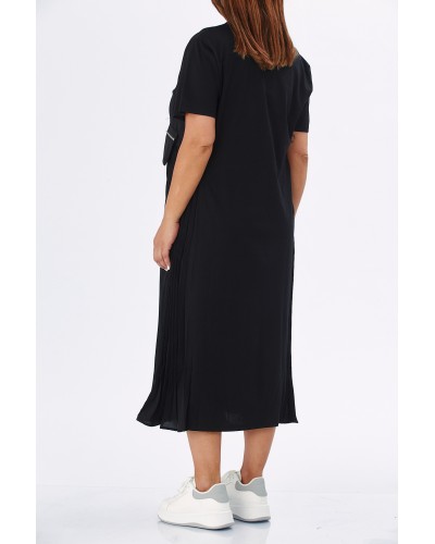 Abito Cotton ZIP Insertii Plissé  KRBLK