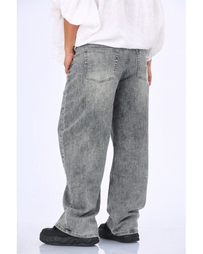 Jeans Balloon Talie Inalta Usor Elastici