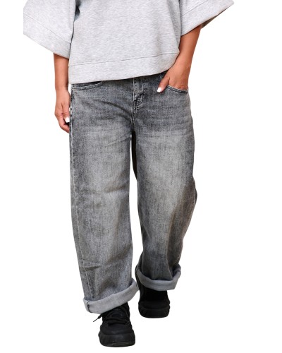 Jeans Balloon Talie Inalta Usor Elastici