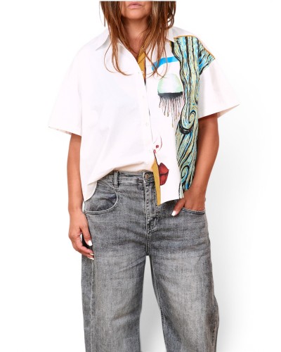 Camasa Boyfriend Korean Girl WHT