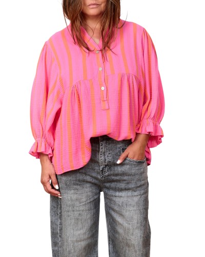 Maglia Oversized Fuxia Dungi si Maneca Ampla