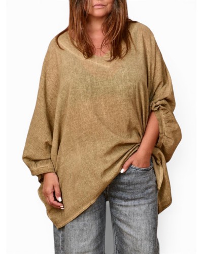 Maglia Lino Super Oversized Wood