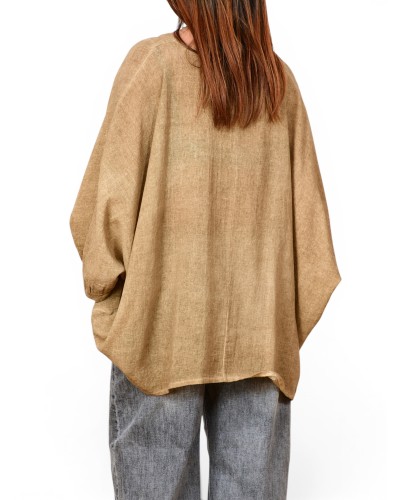 Maglia Lino Super Oversized Wood