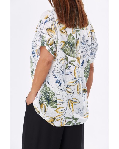 Camasa Summer Print Cotton Wht/CL