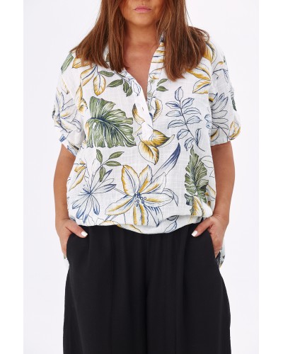 Camasa Summer Print Cotton Wht/CL
