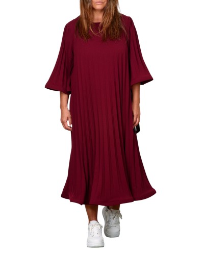 Abito Retro Plissé Bordeaux