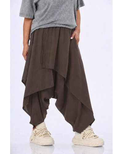 Pantaloni Salvari Buzunare Fusta Suprapusa Choco