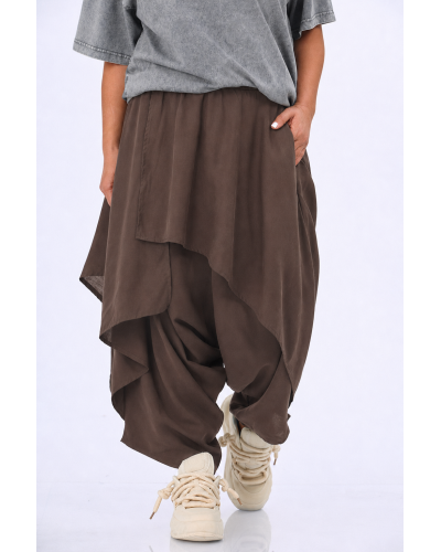 Pantaloni Salvari Buzunare Fusta Suprapusa Choco