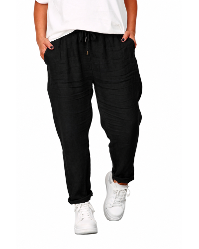 Pantaloni Betelie Elastica  Lino BLK