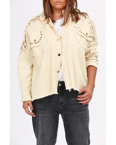 Jacheta  Jeans Nude Accesorizata BOHO