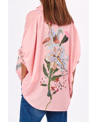 Camasa Boyfriend Summer FLW Print Pink