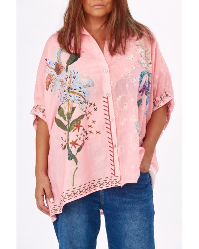 Camasa Boyfriend Summer FLW Print Pink
