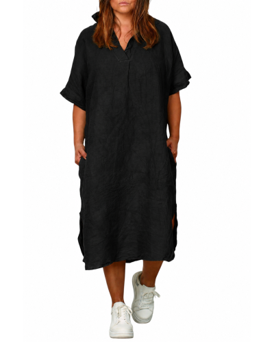 Abito Oversized Lino Buzunare BLK