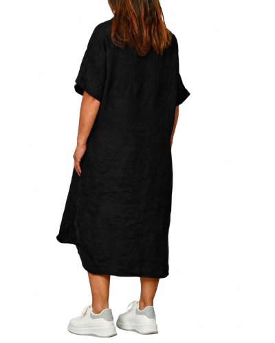 Abito Oversized Lino Buzunare BLK