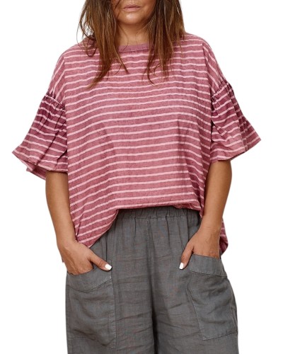 T-shirt Boyfriend Oversized Dungi Bordo/WHT