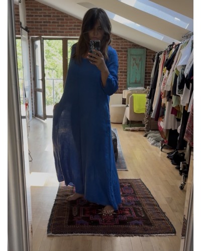 Salopeta Puro Lino Summer Blu Ciel
