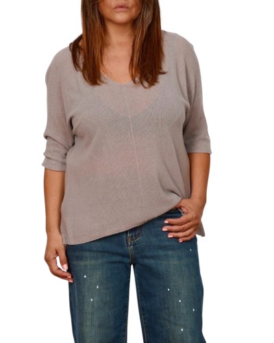 Maglia Fina Translucide Grigio