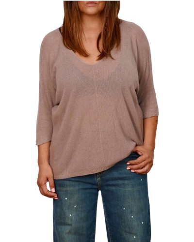 Maglia Fina Translucide Taupe