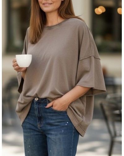 T-shirt Boyfriend Oversized Cotton Cappuccino