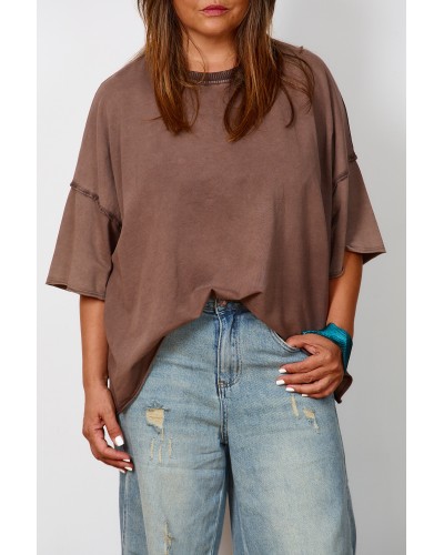 T-shirt Boyfriend Oversized Cotton Choco