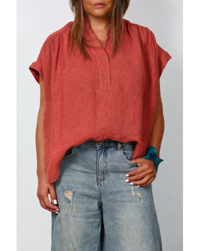 Camasa Lino Oversized Umeri Pense Bordeaux