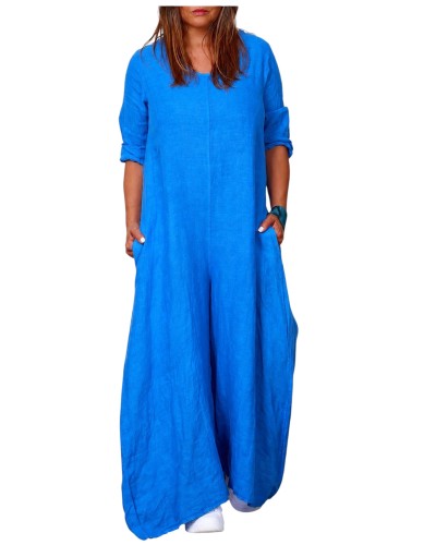 Salopeta Puro Lino Summer Blu Ciel