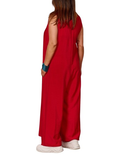 Salopeta Retro ALL Season Boyfriend Buzunare RED