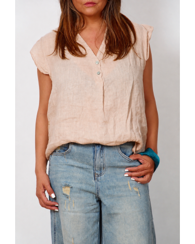 Top Lino Umeri Pense Beige