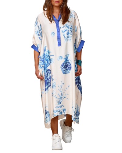 Abito Summer Viscose WHT/BLU