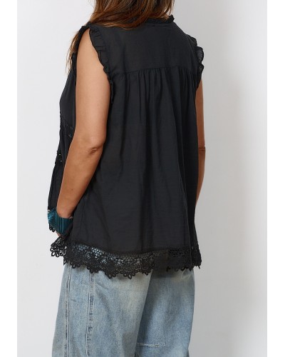 Top Boho Mix Lace BLK