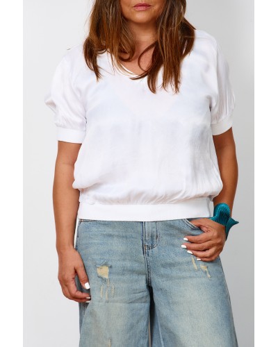 T-shirt Casual Viscose V Basic White