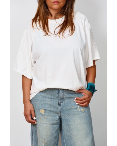 T-shirt Boyfriend ACC Lace Maneca WHT