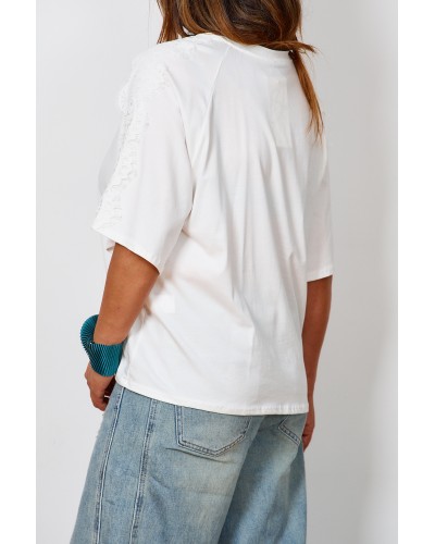 T-shirt Boyfriend ACC Lace Maneca WHT