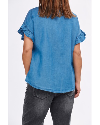 Maglia Denim Maneci Volane